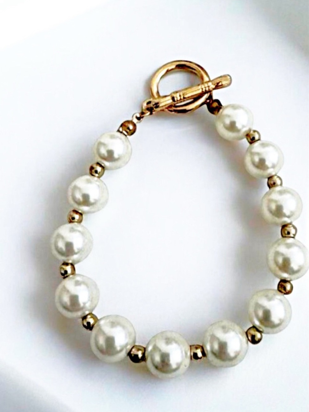 J. Crew Pearl Bracelet with Gold Accents